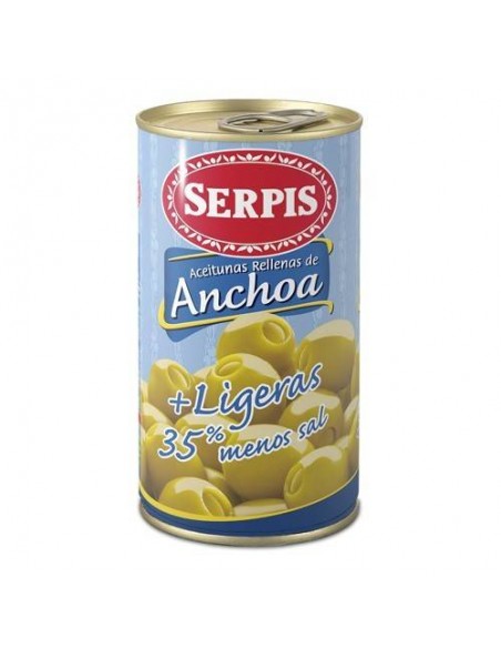 Aceitunas Rellenas Anchoa "Bajo en Sal" Serpis - 1