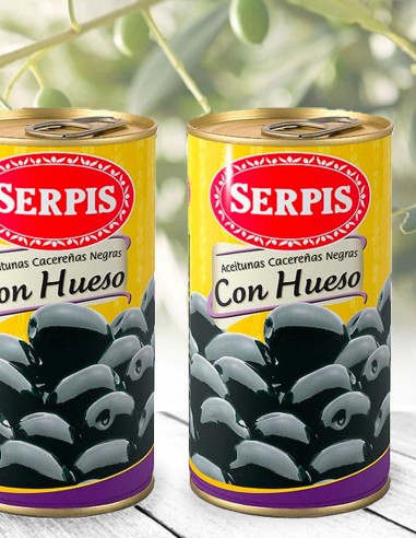 Serpis Whole Cacereña Black Olives