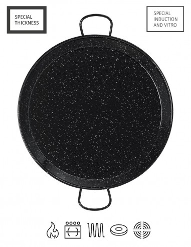 Black Enamelled Steel Paella Pan...