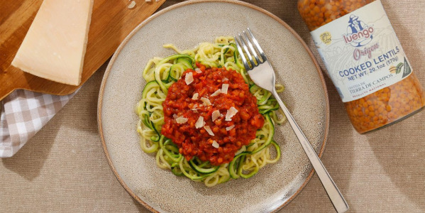 Zucchini Spaghetti with Lentil Bolognese